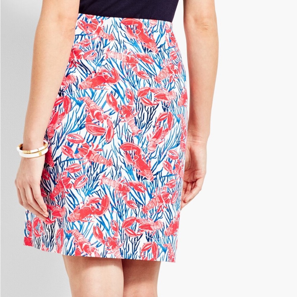 Talbots A-Line Skirt with Red and Blue Floral Print